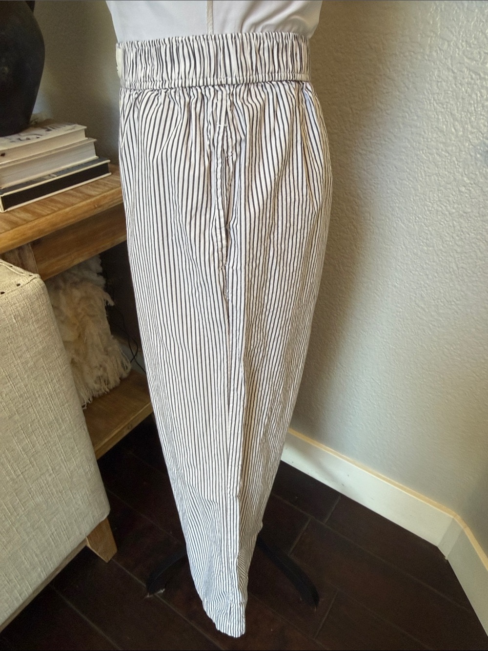 Anthropologie Wide Leg Striped High Waisted Boxer Lounge Pants Size Small - Picture 5 of 8